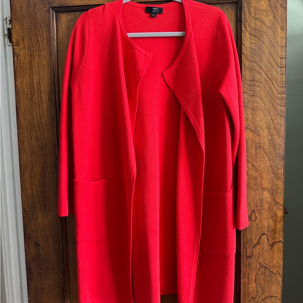 J. Crew Vibrant Red Open Cardigan
